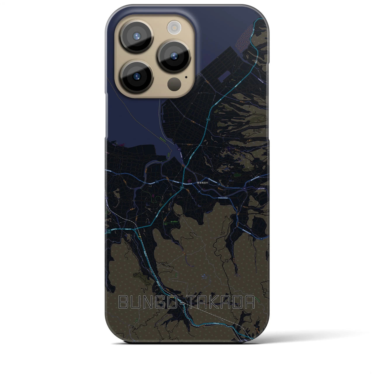 【豊後高田】地図柄iPhoneケース（バックカバータイプ・ブラック）iPhone 14 Pro Max 用