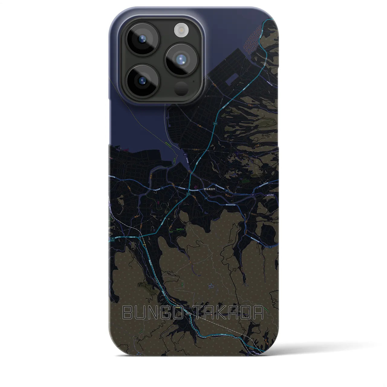 【豊後高田】地図柄iPhoneケース（バックカバータイプ・ブラック）iPhone 15 Pro Max 用