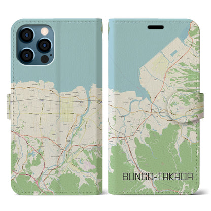 【豊後高田（大分県）】地図柄iPhoneケース（手帳タイプ）ナチュラル・iPhone 12 / 12 Pro 用