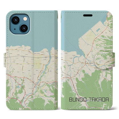 【豊後高田（大分県）】地図柄iPhoneケース（手帳タイプ）ナチュラル・iPhone 13 用