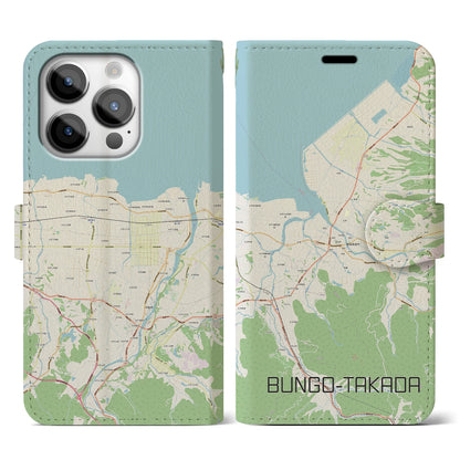 【豊後高田（大分県）】地図柄iPhoneケース（手帳タイプ）ナチュラル・iPhone 14 Pro 用