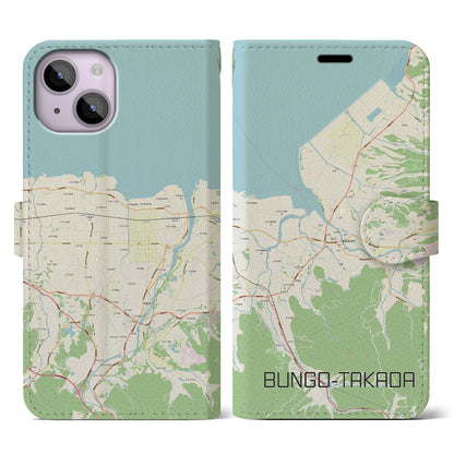 【豊後高田（大分県）】地図柄iPhoneケース（手帳タイプ）ナチュラル・iPhone 14 用