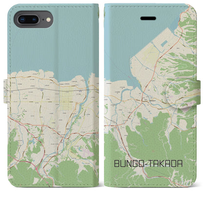 【豊後高田（大分県）】地図柄iPhoneケース（手帳タイプ）ナチュラル・iPhone 8Plus /7Plus / 6sPlus / 6Plus 用