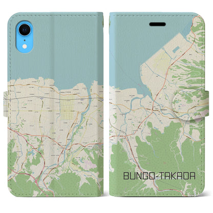 【豊後高田（大分県）】地図柄iPhoneケース（手帳タイプ）ナチュラル・iPhone XR 用