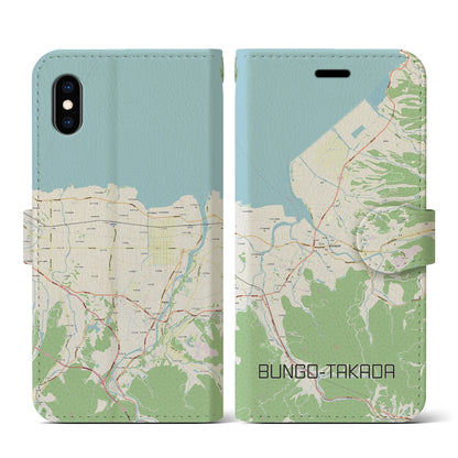 【豊後高田（大分県）】地図柄iPhoneケース（手帳タイプ）ナチュラル・iPhone XS / X 用