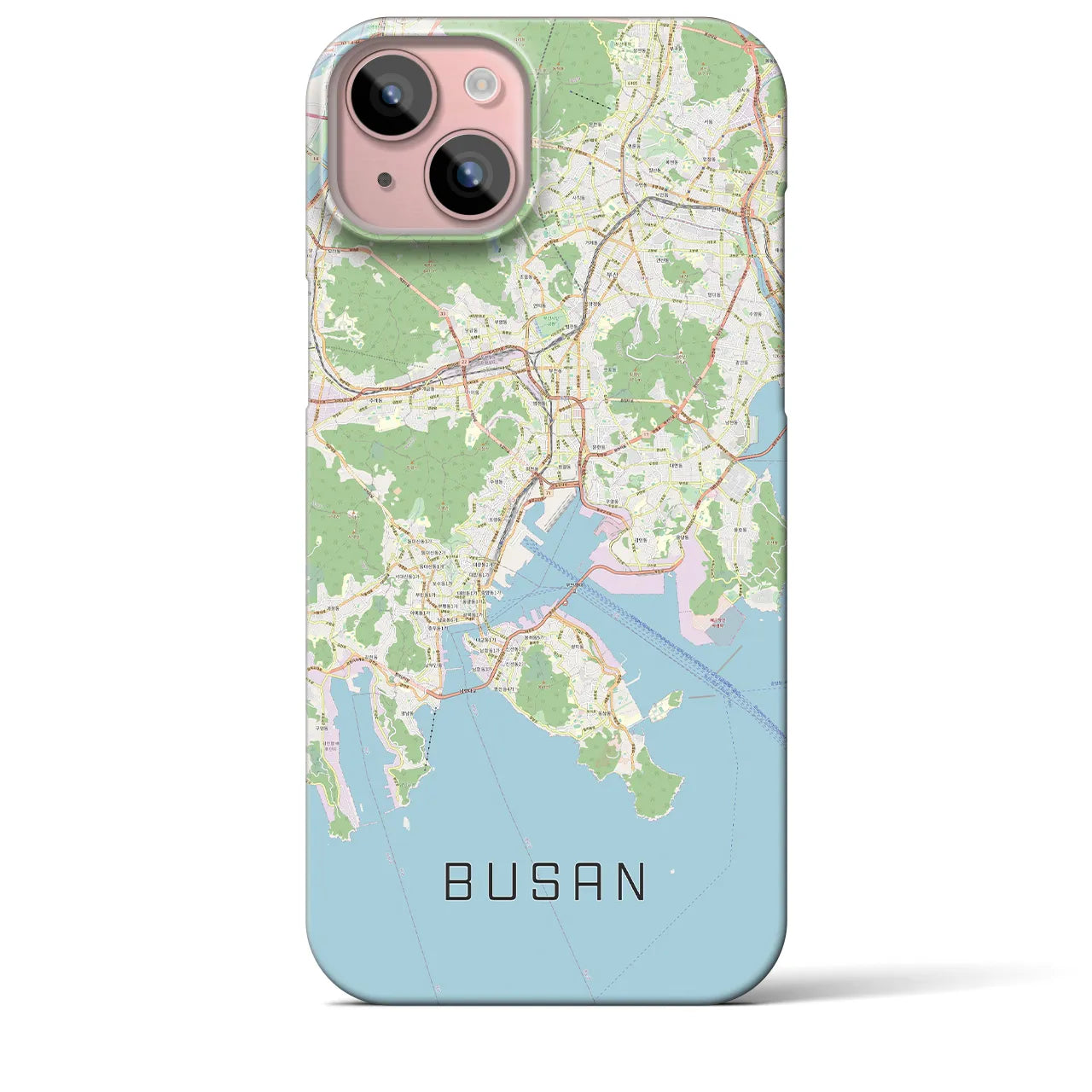 【釜山】地図柄iPhoneケース（バックカバータイプ・ナチュラル）iPhone 15 Plus 用