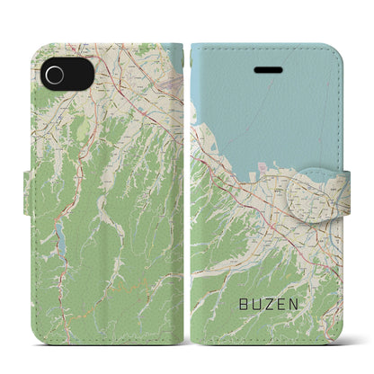 【豊前（福岡県）】地図柄iPhoneケース（手帳タイプ）ナチュラル・iPhone SE（第3 / 第2世代） / 8 / 7 / 6s / 6 用