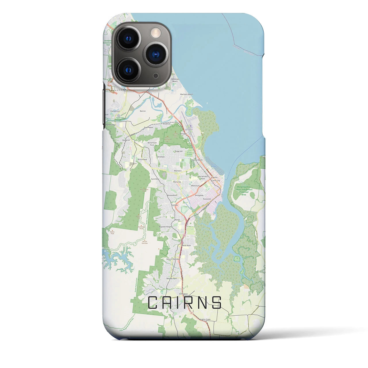 【ケアンズ】地図柄iPhoneケース（バックカバータイプ・ナチュラル）iPhone 11 Pro Max 用