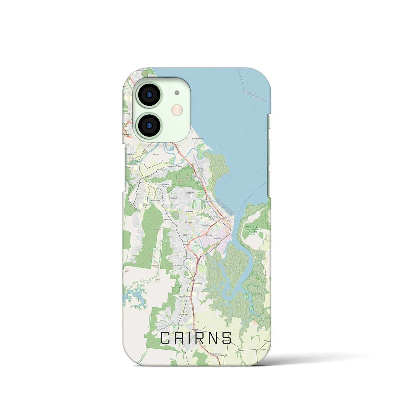 【ケアンズ】地図柄iPhoneケース（バックカバータイプ・ナチュラル）iPhone 12 mini 用