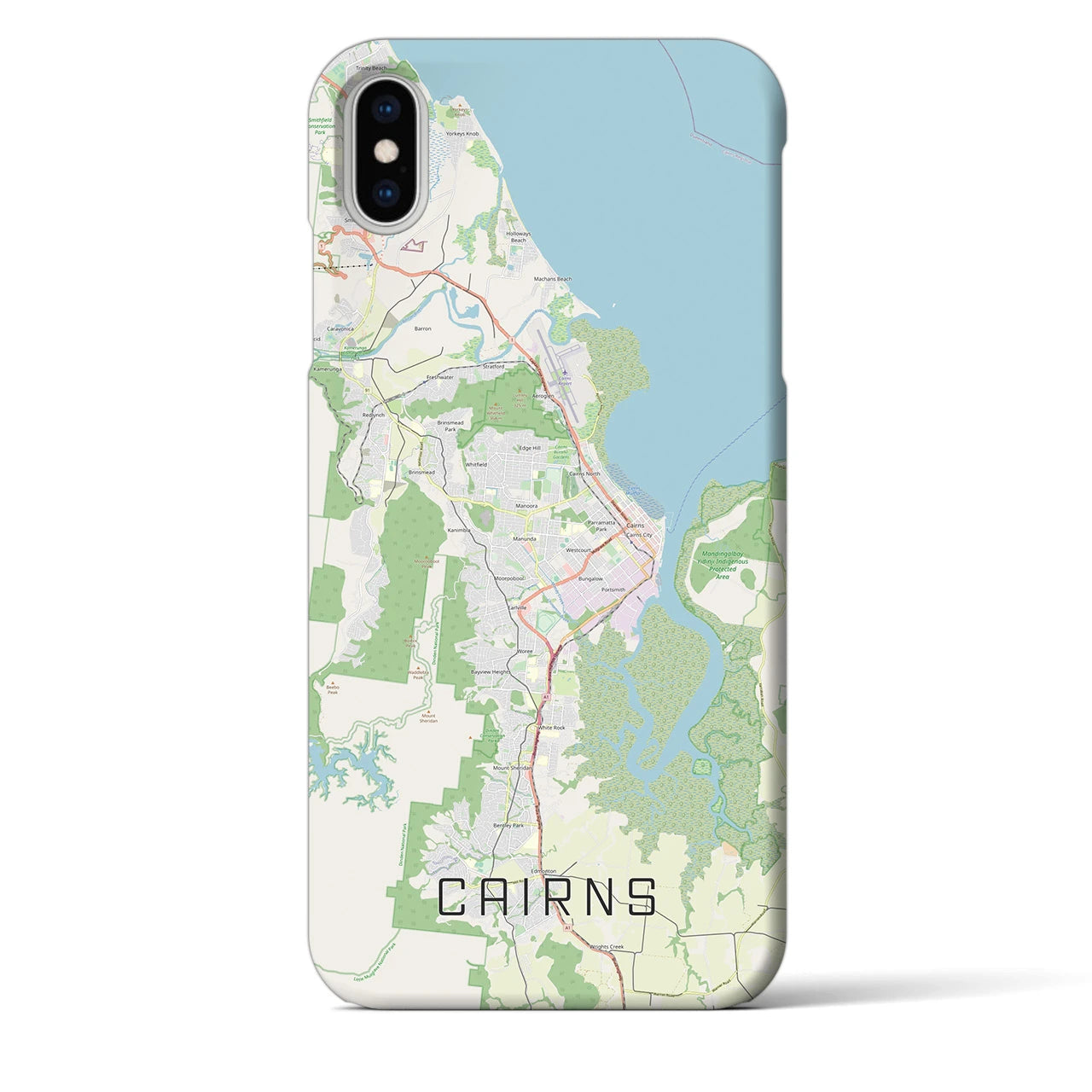 【ケアンズ】地図柄iPhoneケース（バックカバータイプ・ナチュラル）iPhone XS Max 用