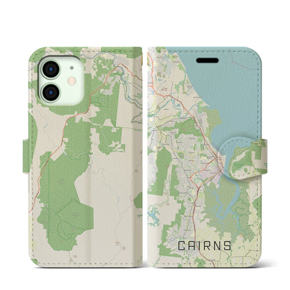 【ケアンズ（オーストラリア）】地図柄iPhoneケース（手帳タイプ）ナチュラル・iPhone 12 mini 用