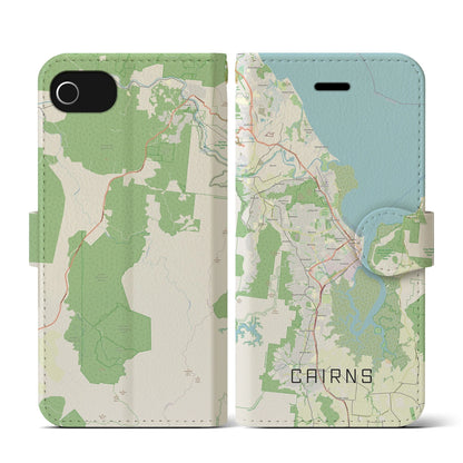 【ケアンズ（オーストラリア）】地図柄iPhoneケース（手帳タイプ）ナチュラル・iPhone SE（第3 / 第2世代） / 8 / 7 / 6s / 6 用