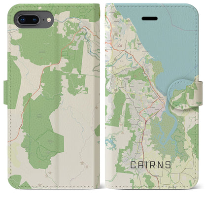【ケアンズ（オーストラリア）】地図柄iPhoneケース（手帳タイプ）ナチュラル・iPhone 8Plus /7Plus / 6sPlus / 6Plus 用