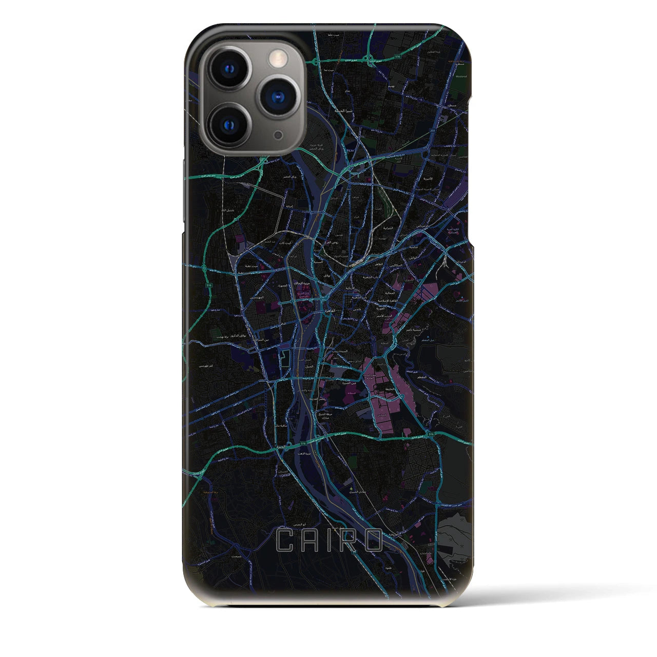 【カイロ】地図柄iPhoneケース（バックカバータイプ・ブラック）iPhone 11 Pro Max 用