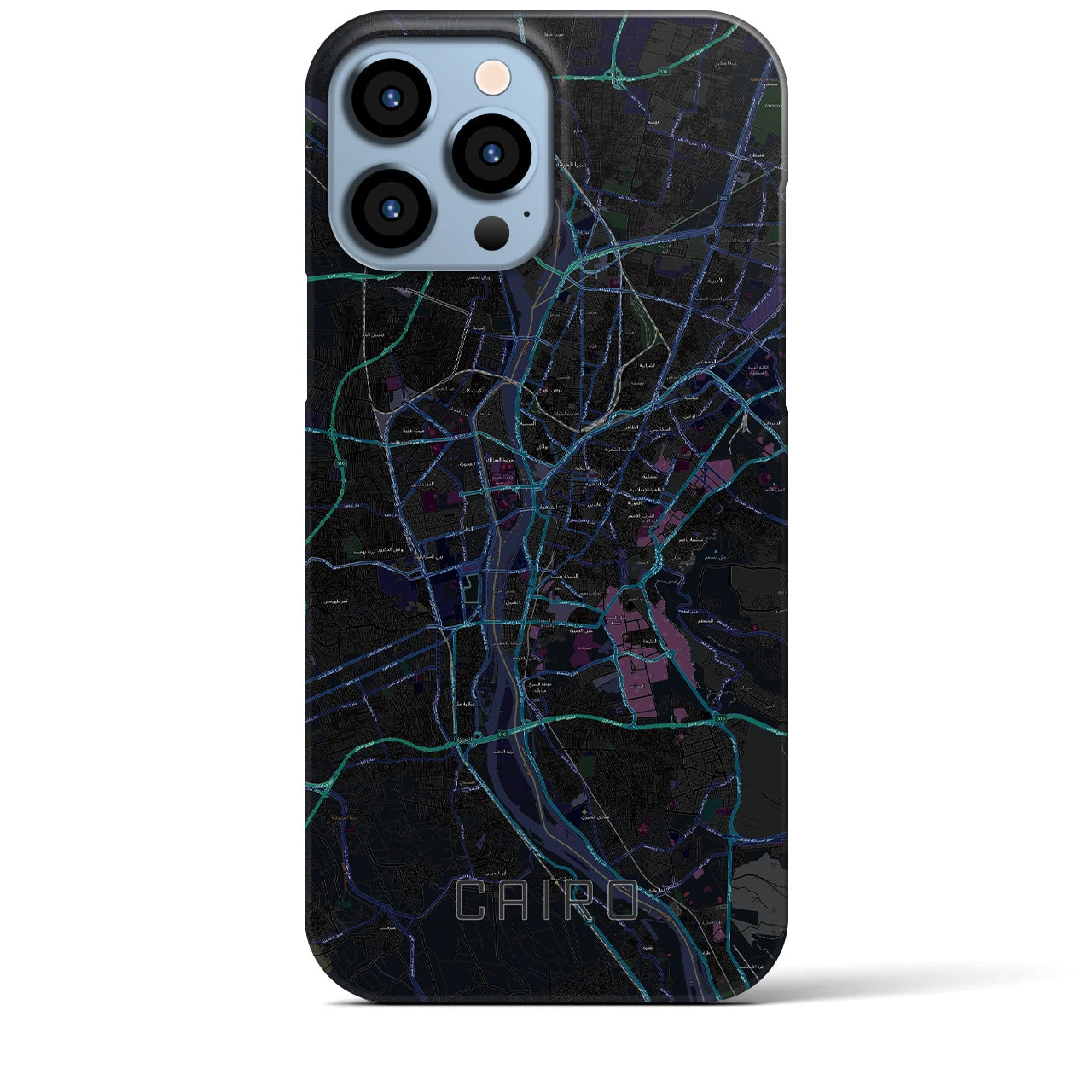 【カイロ】地図柄iPhoneケース（バックカバータイプ・ブラック）iPhone 13 Pro Max 用