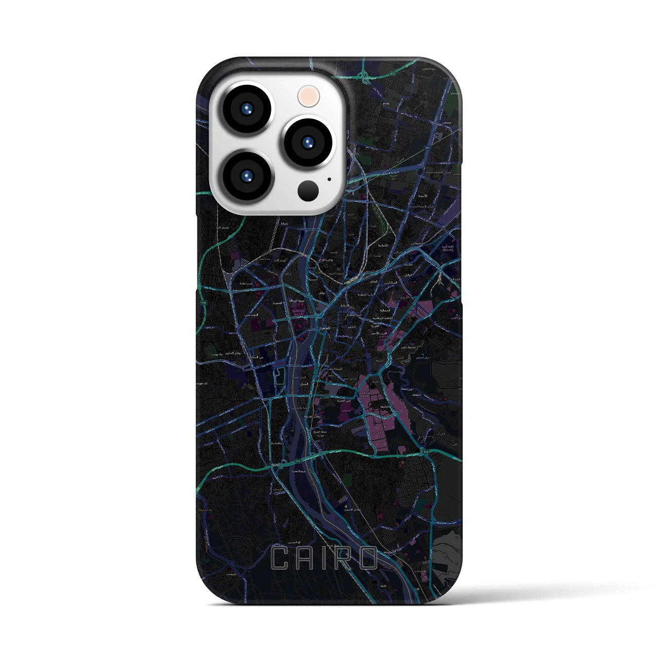 【カイロ】地図柄iPhoneケース（バックカバータイプ・ブラック）iPhone 13 Pro 用