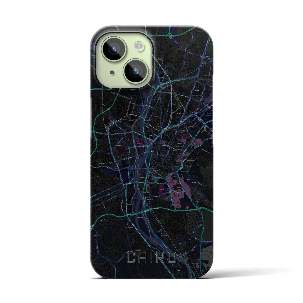 【カイロ】地図柄iPhoneケース（バックカバータイプ・ブラック）iPhone 15 用