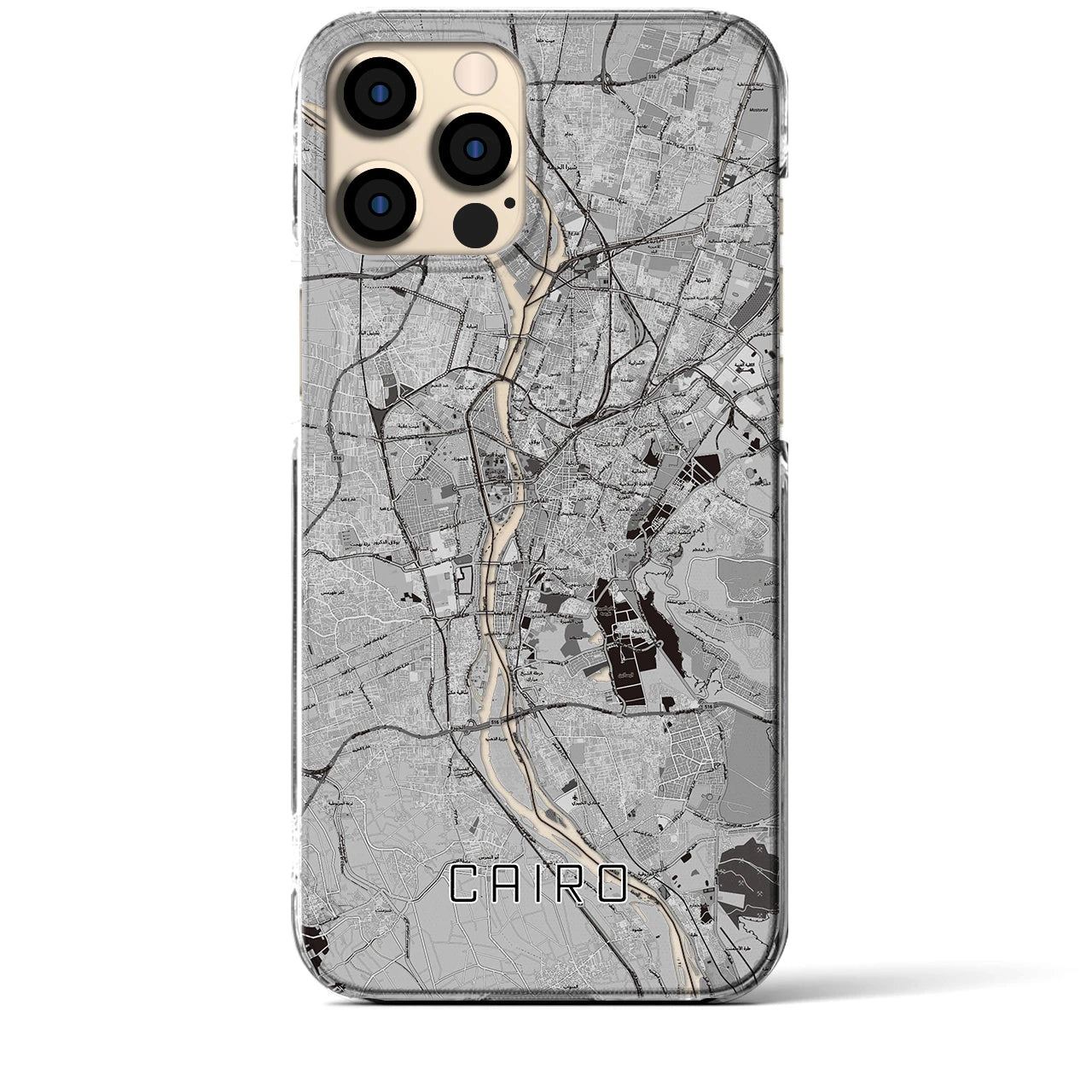 【カイロ】地図柄iPhoneケース（クリアタイプ・モノトーン）iPhone 12 Pro Max 用