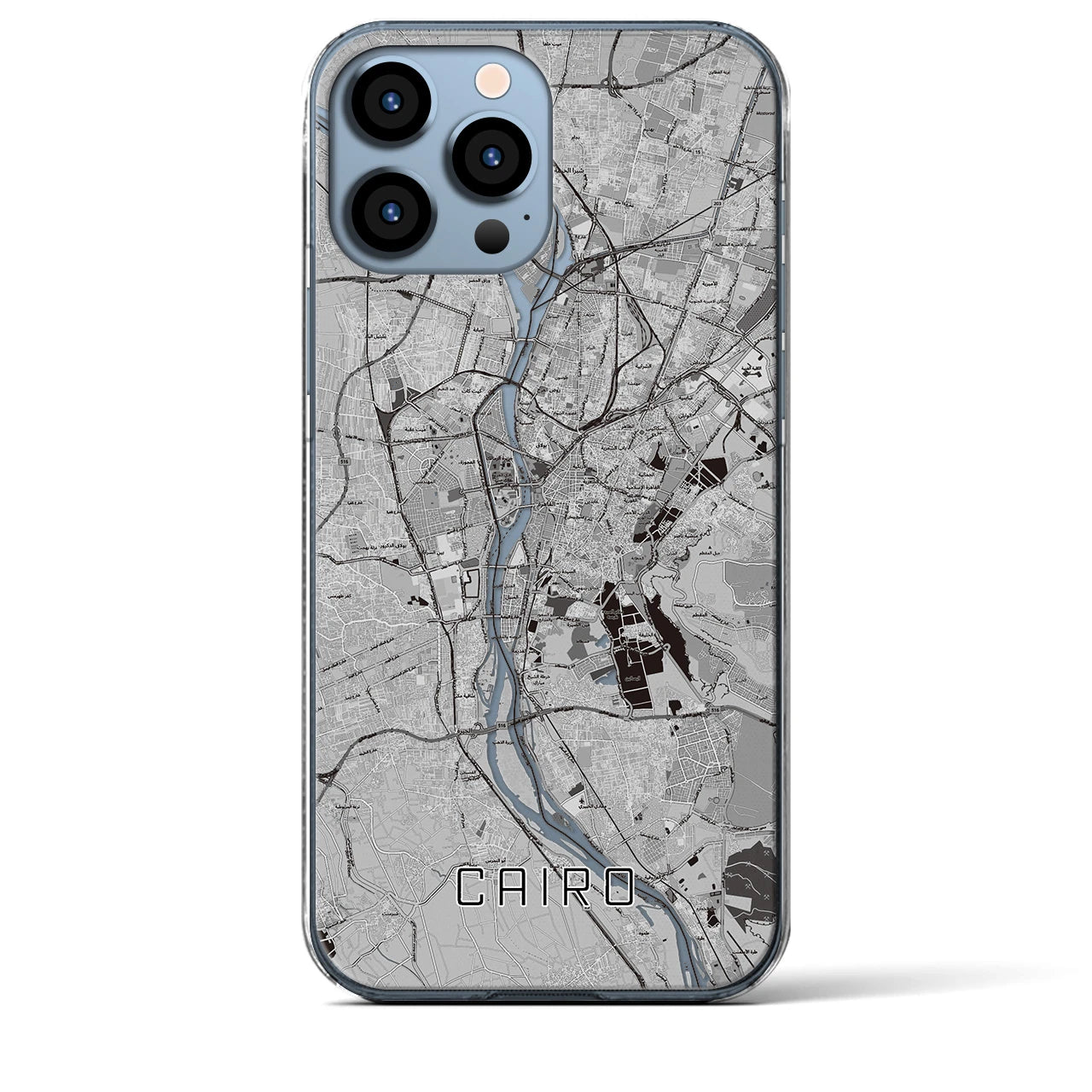 【カイロ】地図柄iPhoneケース（クリアタイプ・モノトーン）iPhone 13 Pro Max 用