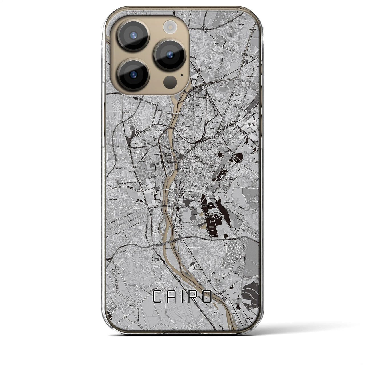 【カイロ】地図柄iPhoneケース（クリアタイプ・モノトーン）iPhone 14 Pro Max 用