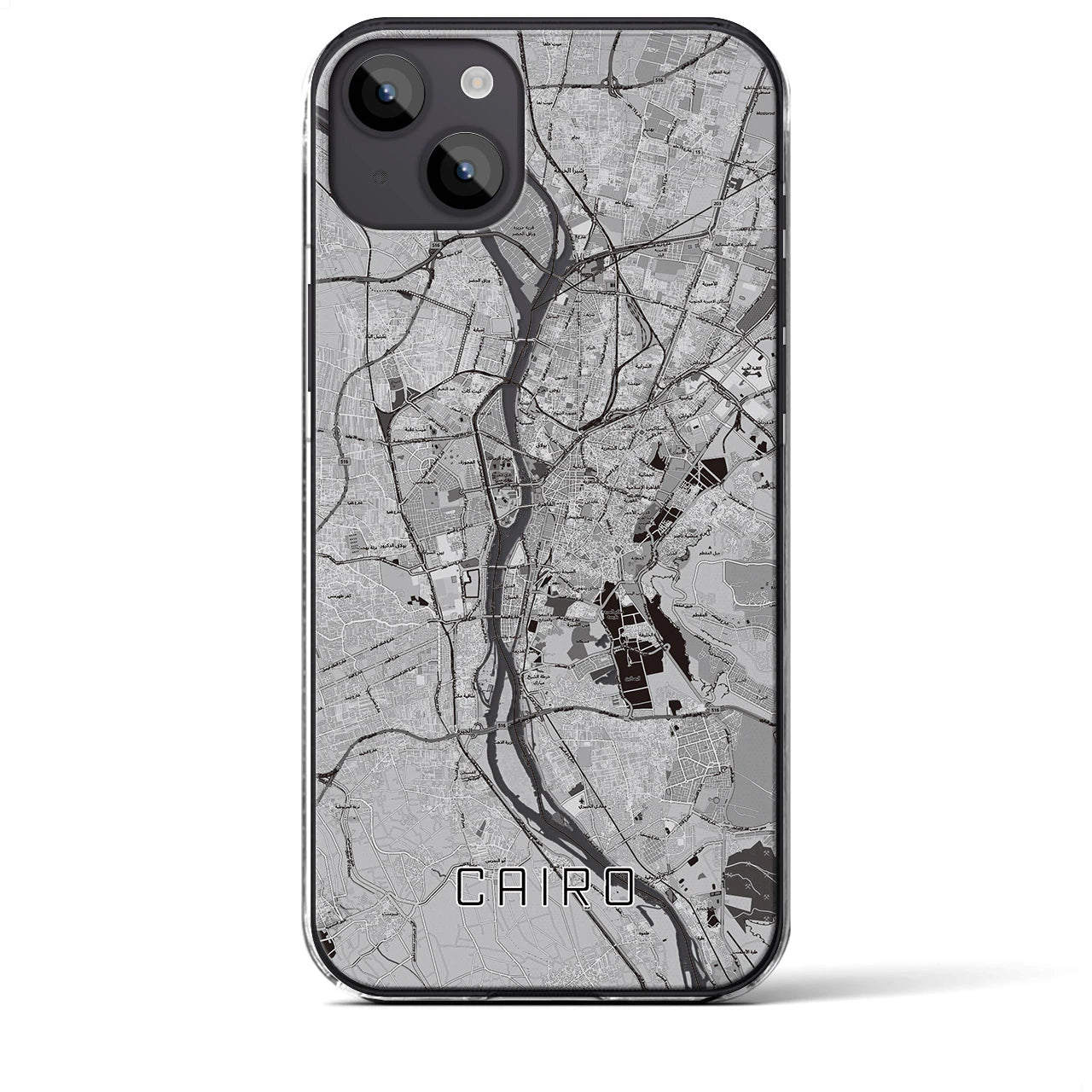 【カイロ】地図柄iPhoneケース（クリアタイプ・モノトーン）iPhone 14 Plus 用
