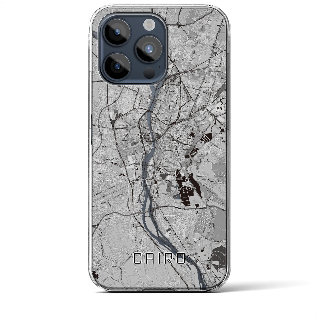 【カイロ】地図柄iPhoneケース（クリアタイプ・モノトーン）iPhone 15 Pro Max 用