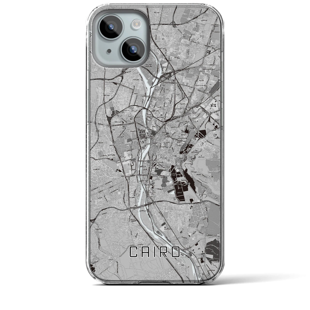 【カイロ】地図柄iPhoneケース（クリアタイプ・モノトーン）iPhone 15 Plus 用
