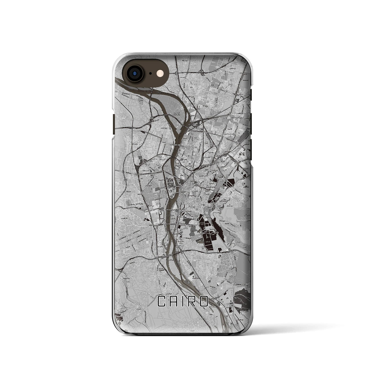 【カイロ】地図柄iPhoneケース（クリアタイプ・モノトーン）iPhone SE（第3 / 第2世代） / 8 / 7 / 6s / 6 用