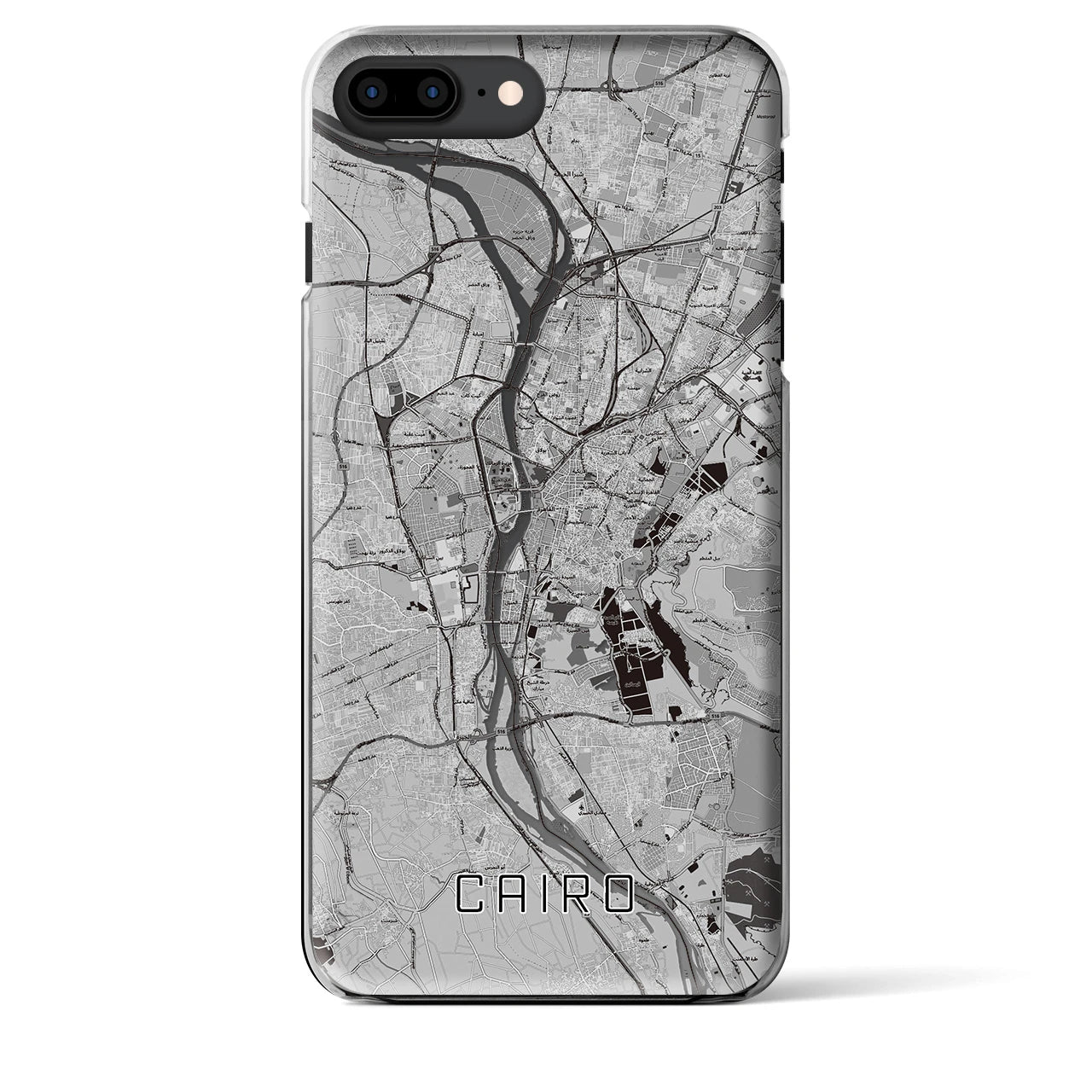 【カイロ】地図柄iPhoneケース（クリアタイプ・モノトーン）iPhone 8Plus /7Plus / 6sPlus / 6Plus 用