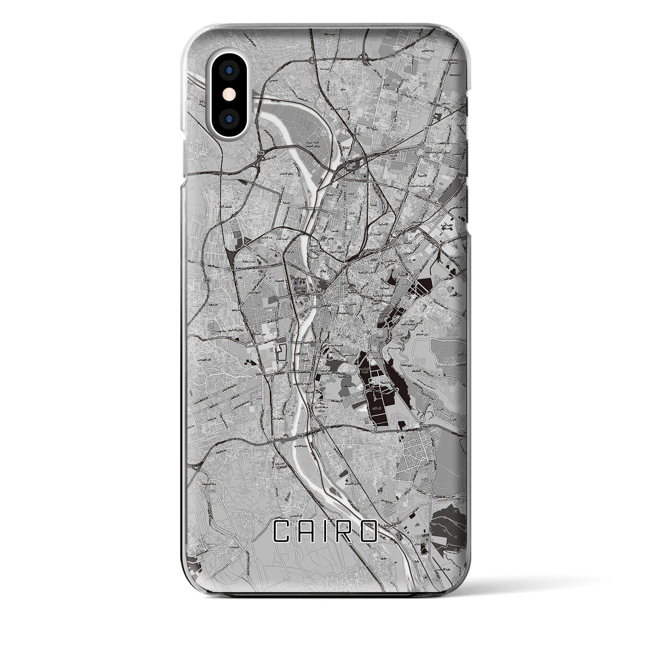【カイロ】地図柄iPhoneケース（クリアタイプ・モノトーン）iPhone XS Max 用