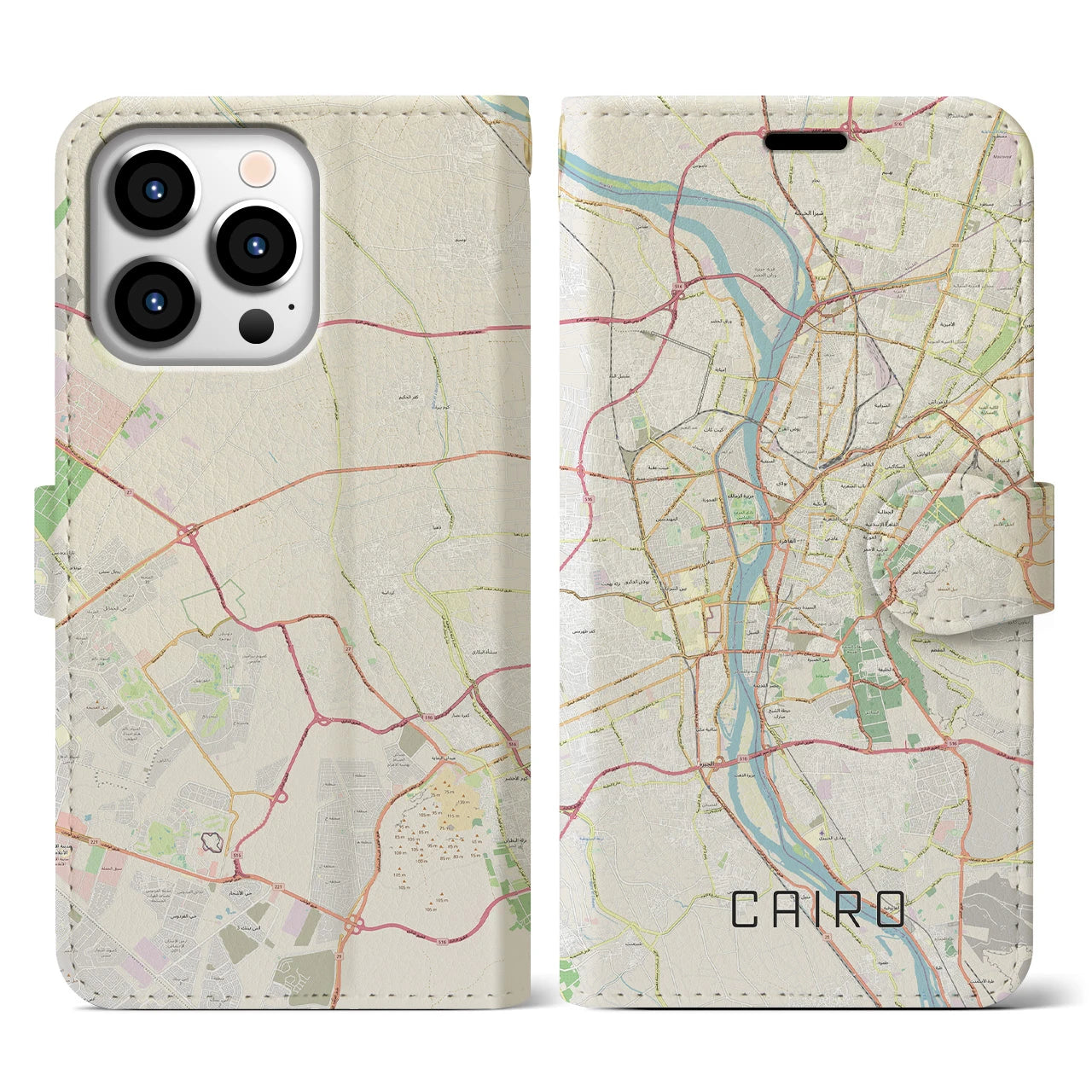 【カイロ】地図柄iPhoneケース（手帳両面タイプ・ナチュラル）iPhone 13 Pro 用