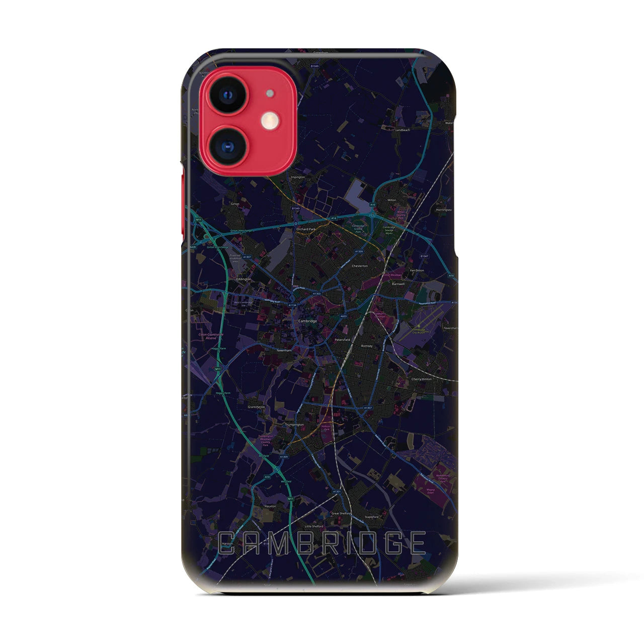 【ケンブリッジ】地図柄iPhoneケース（バックカバータイプ・ブラック）iPhone 11 用