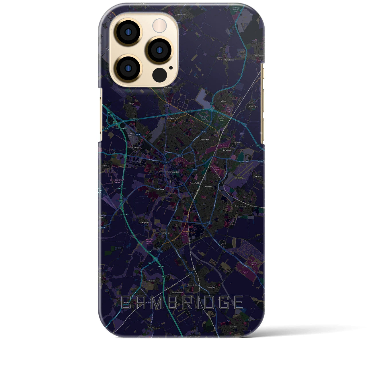【ケンブリッジ】地図柄iPhoneケース（バックカバータイプ・ブラック）iPhone 12 Pro Max 用