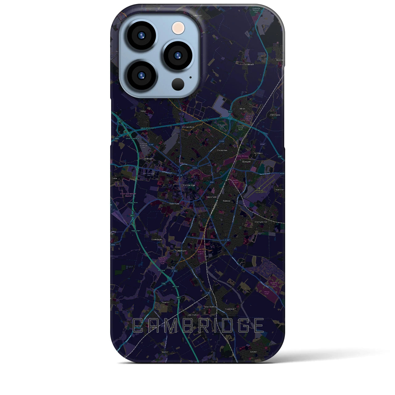 【ケンブリッジ】地図柄iPhoneケース（バックカバータイプ・ブラック）iPhone 13 Pro Max 用