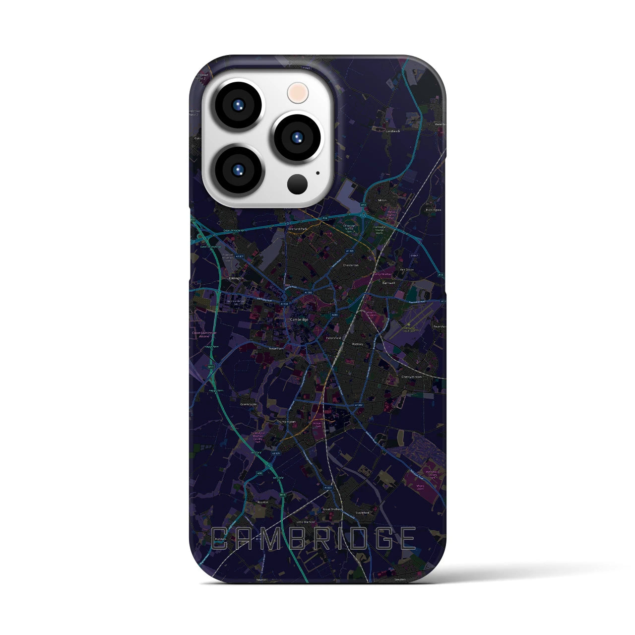【ケンブリッジ】地図柄iPhoneケース（バックカバータイプ・ブラック）iPhone 13 Pro 用