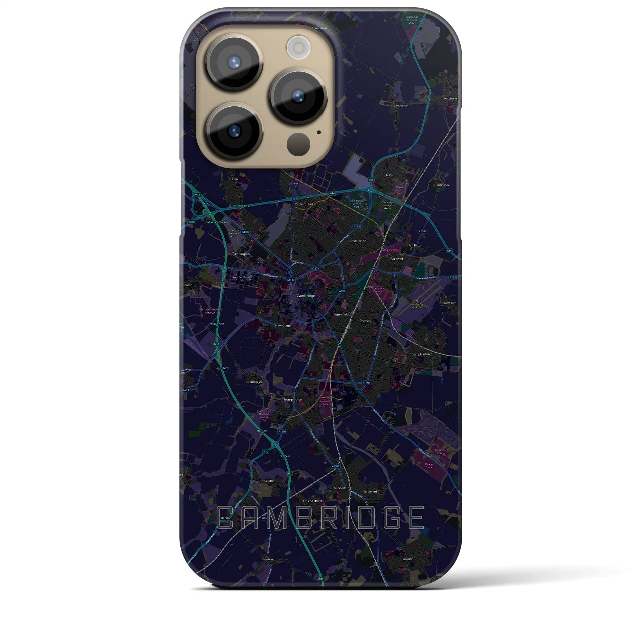 【ケンブリッジ】地図柄iPhoneケース（バックカバータイプ・ブラック）iPhone 14 Pro Max 用