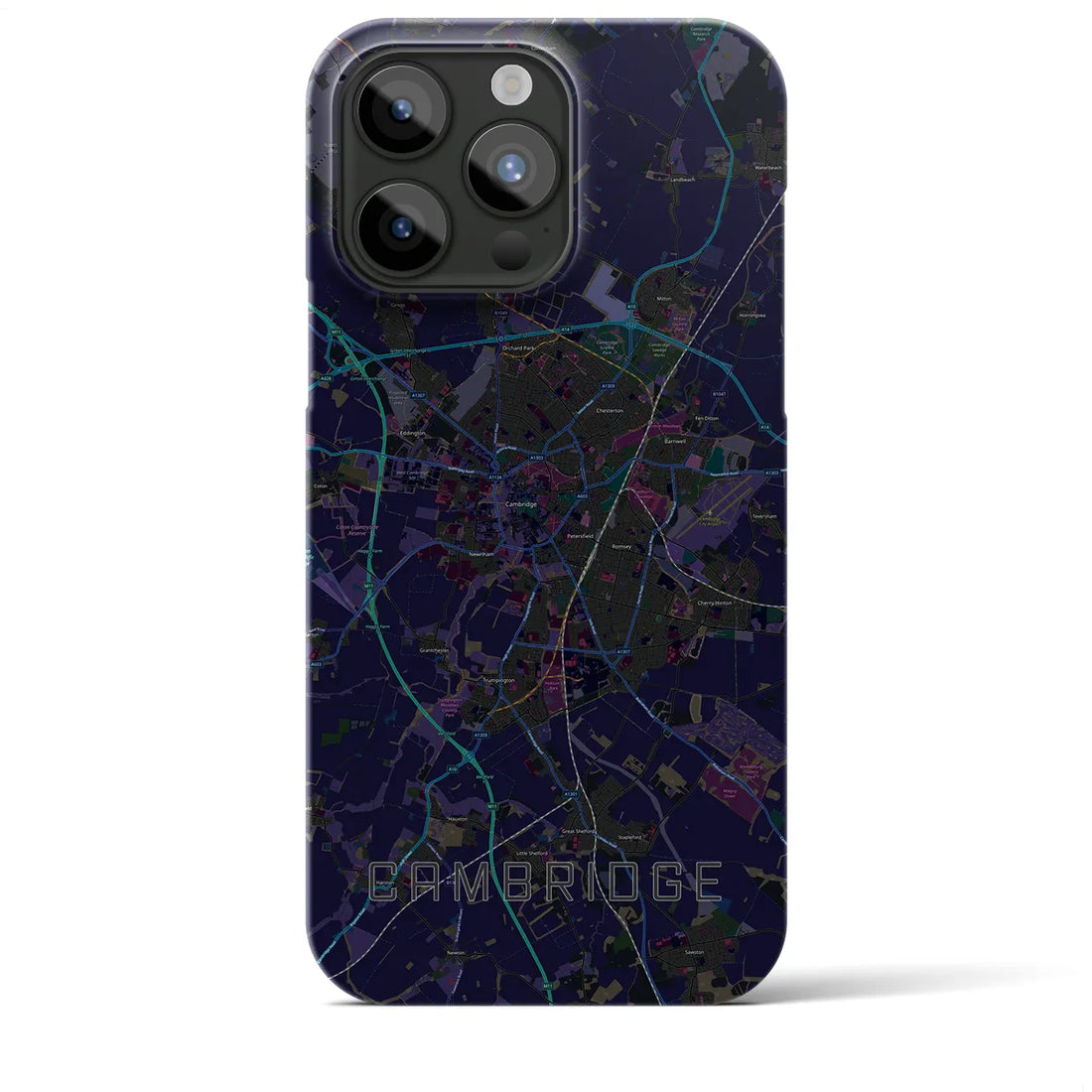 【ケンブリッジ】地図柄iPhoneケース（バックカバータイプ・ブラック）iPhone 15 Pro Max 用