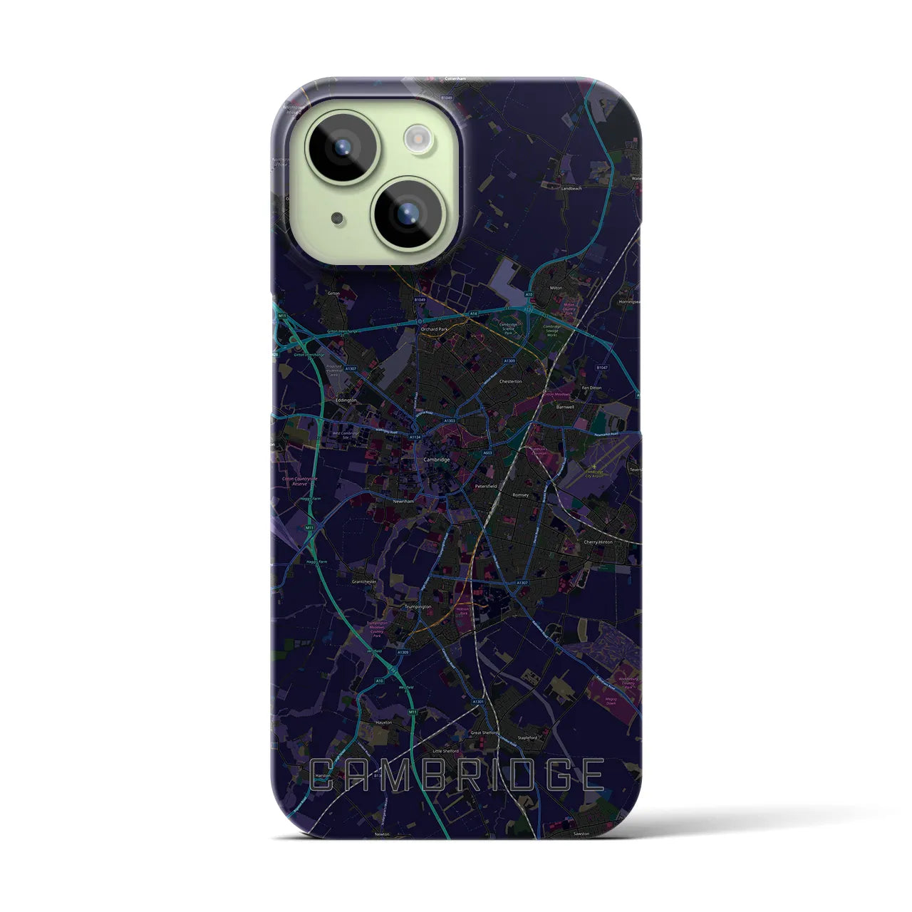 【ケンブリッジ】地図柄iPhoneケース（バックカバータイプ・ブラック）iPhone 15 用
