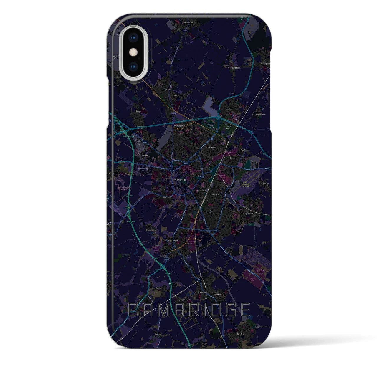 【ケンブリッジ】地図柄iPhoneケース（バックカバータイプ・ブラック）iPhone XS Max 用