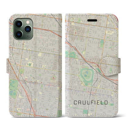 【コーフィールド（オーストラリア）】地図柄iPhoneケース（手帳タイプ）ナチュラル・iPhone 11 Pro 用