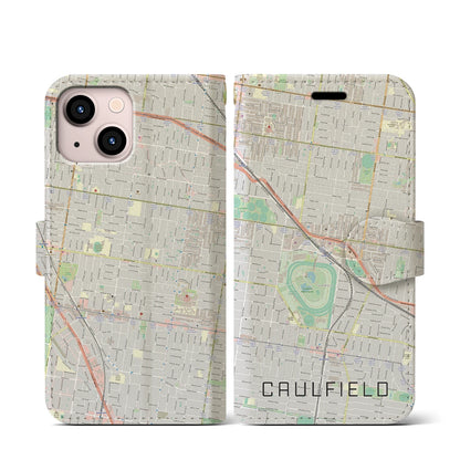 【コーフィールド（オーストラリア）】地図柄iPhoneケース（手帳タイプ）ナチュラル・iPhone 13 mini 用