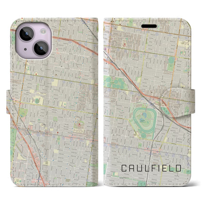 【コーフィールド（オーストラリア）】地図柄iPhoneケース（手帳タイプ）ナチュラル・iPhone 14 用