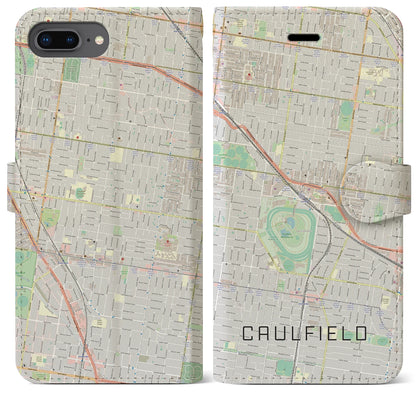 【コーフィールド（オーストラリア）】地図柄iPhoneケース（手帳タイプ）ナチュラル・iPhone 8Plus /7Plus / 6sPlus / 6Plus 用
