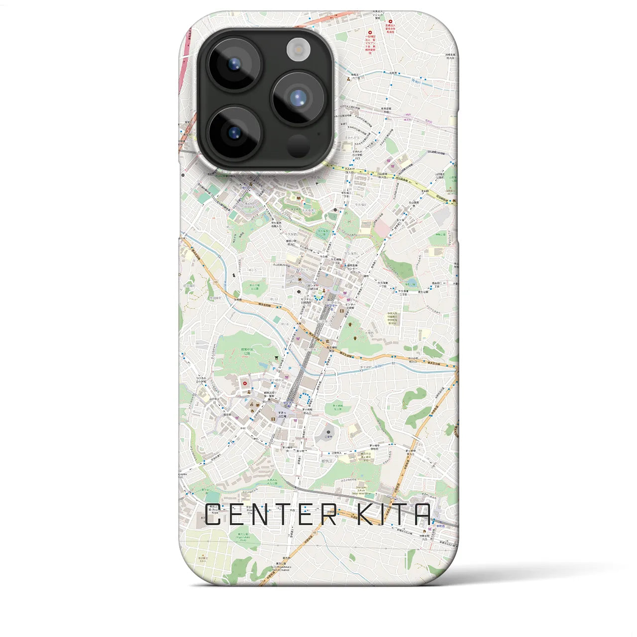 【センター北】地図柄iPhoneケース（バックカバータイプ・ナチュラル）iPhone 15 Pro Max 用