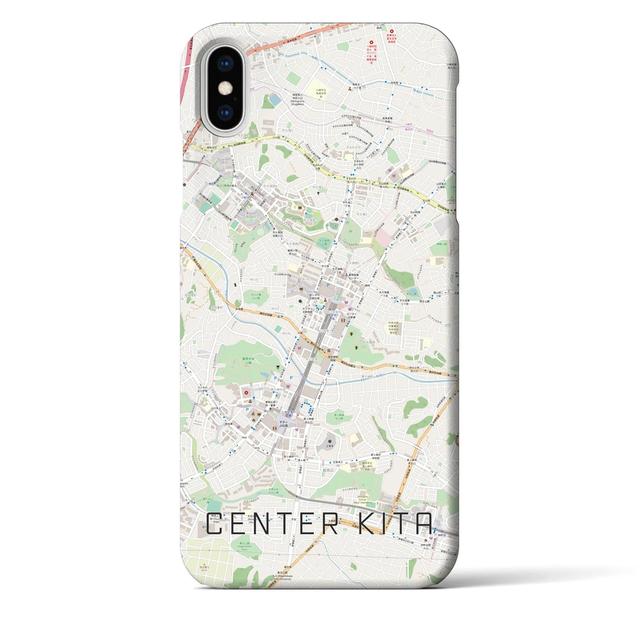 【センター北】地図柄iPhoneケース（バックカバータイプ・ナチュラル）iPhone XS Max 用
