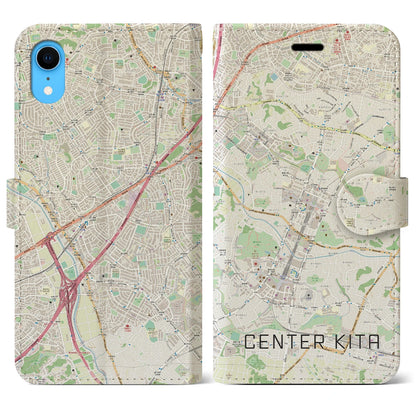 【センター北（神奈川県）】地図柄iPhoneケース（手帳タイプ）ナチュラル・iPhone XR 用