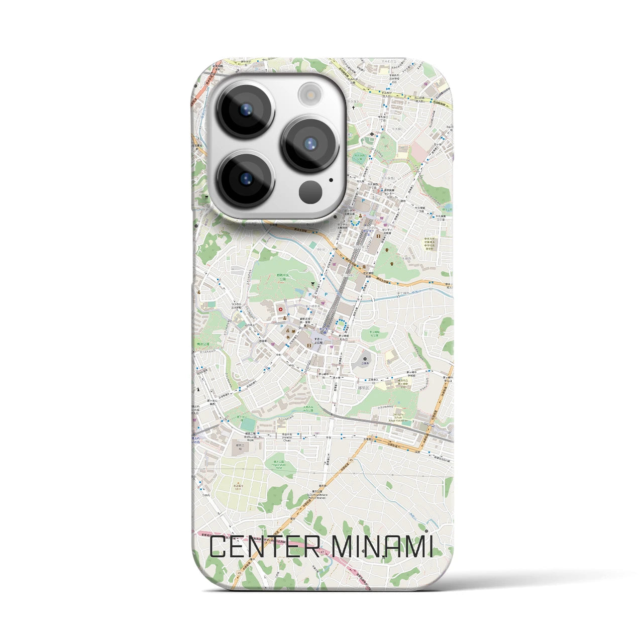 【センター南】地図柄iPhoneケース（バックカバータイプ・ナチュラル）iPhone 14 Pro 用