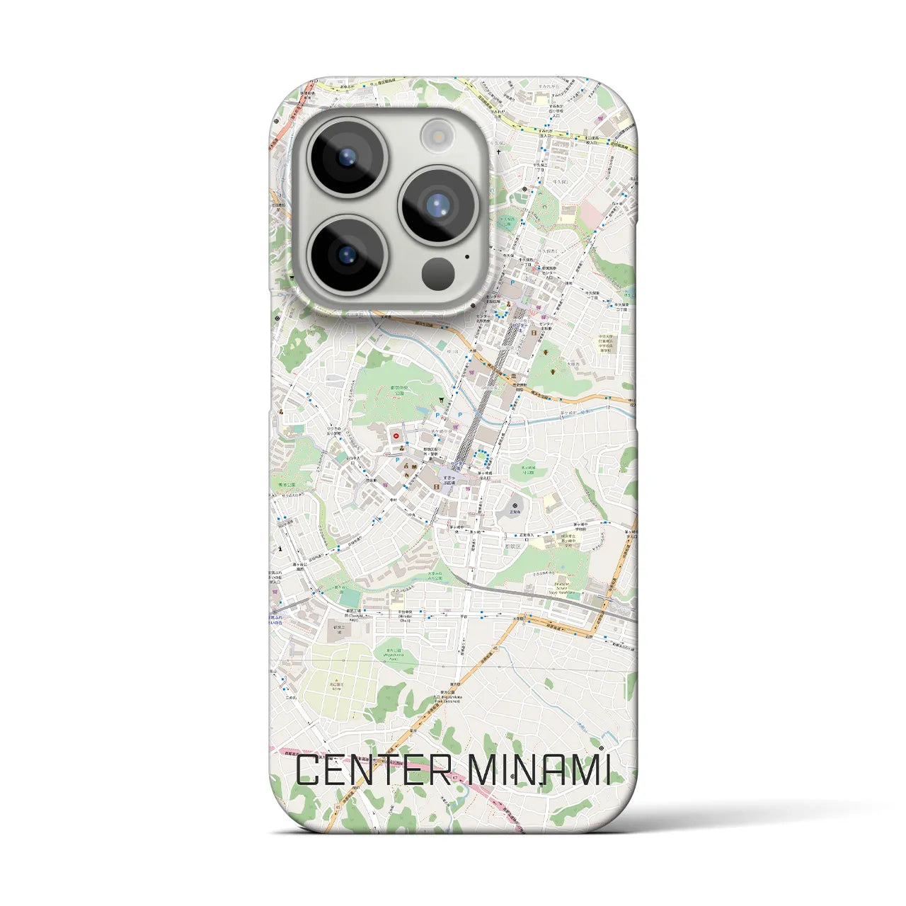 【センター南】地図柄iPhoneケース（バックカバータイプ・ナチュラル）iPhone 15 Pro 用