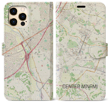 【センター南（神奈川県）】地図柄iPhoneケース（手帳タイプ）ナチュラル・iPhone 12 Pro Max 用