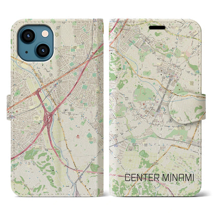 【センター南（神奈川県）】地図柄iPhoneケース（手帳タイプ）ナチュラル・iPhone 13 用